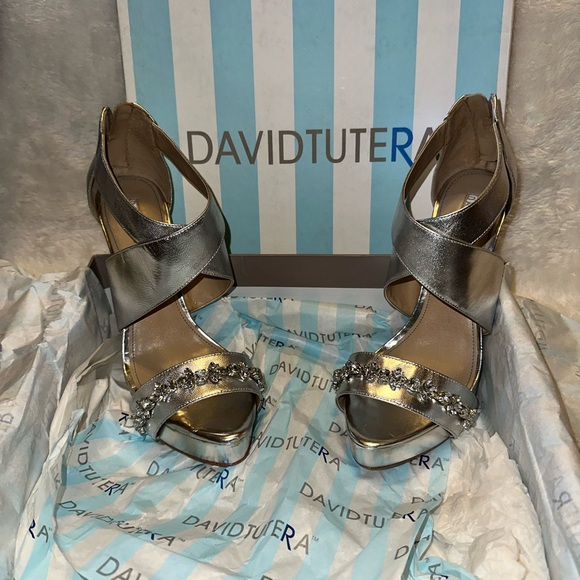 David Tutera Metallic Silver Heels